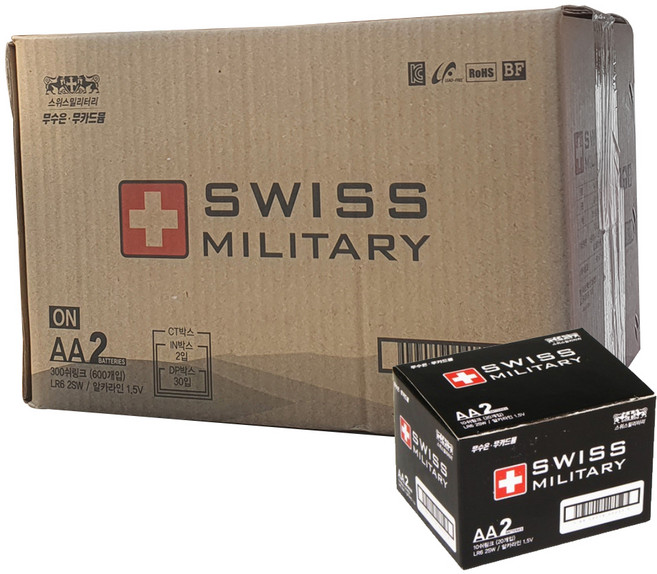 SWISS MILITARY AA鹼性電池, 20入, 30個