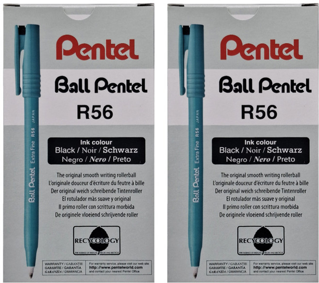 Pentel 飛龍文具 鋼珠筆 R56 12支, 黑色, 2盒