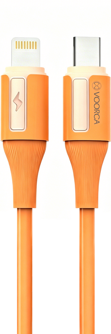 VOORCA Type-C To PD 極光彩色無毒防火硅膠充電線, 橘色, 1條, 120cm