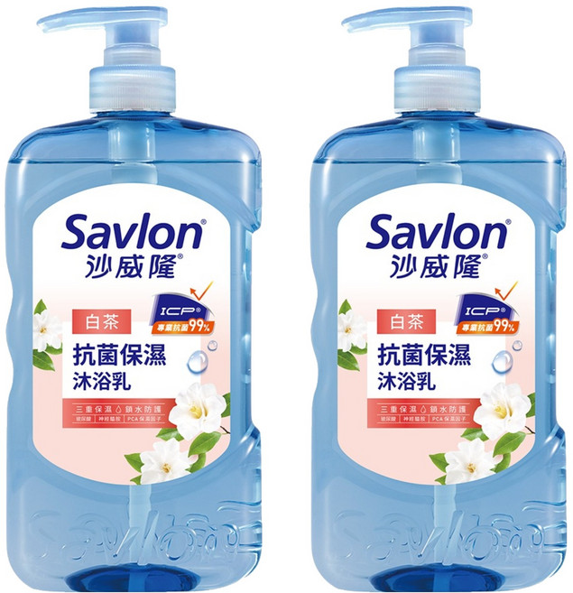 Savlon 沙威隆 台灣公司貨 抗菌保濕沐浴乳 白茶, 850g, 2瓶