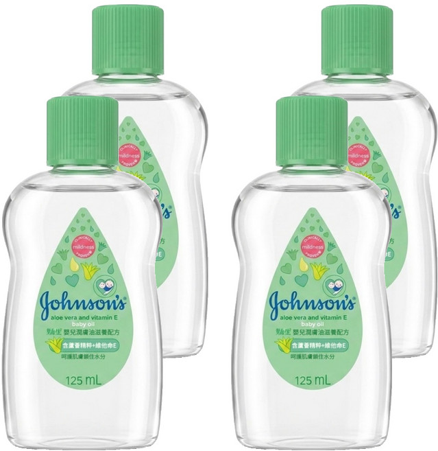 Johnson's 嬌生 嬰兒潤膚油 滋養配方, 125ml, 4瓶