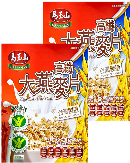 馬玉山 高纖大燕麥片, 1600g, 2盒
