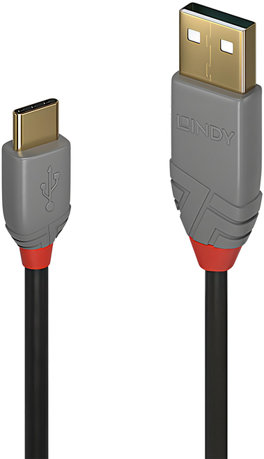 LINDY 林帝 ANTHRA USB2.0 Type-C/公-Type-A/公傳輸線, 黑色, 1條, 3m