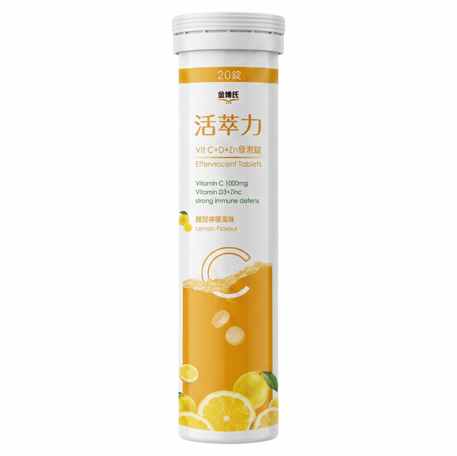 DR.KIM 金博氏 活萃力 Vit C + D + Zn 發泡錠, 1支, 20顆