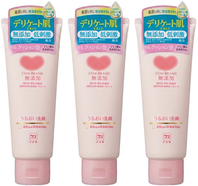 COW STYLE 牛乳石鹼 無添加保濕洗面乳, 110g, 3條