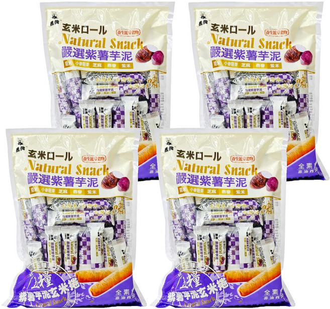 黑熊 五糧紫薯芋泥玄米捲, 400g, 4袋