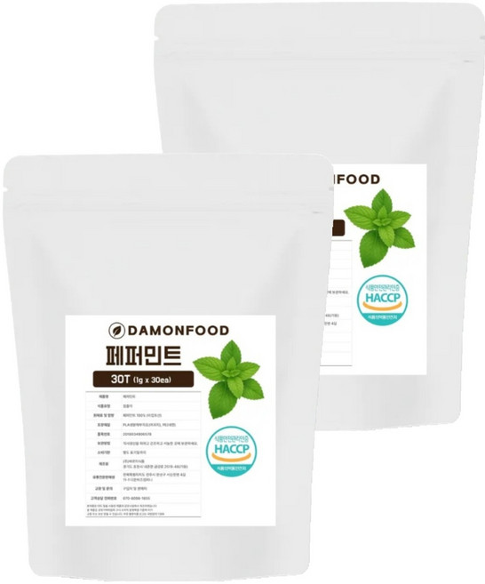 DamOn Food 食藥處認證 薄荷茶包, 1g, 2個, 30入