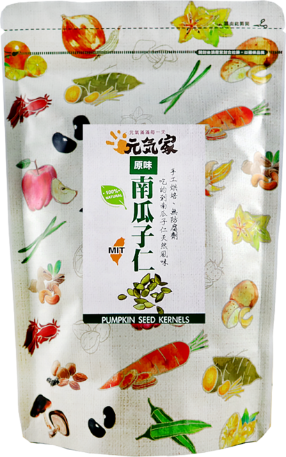 元氣家 烘焙去殼南瓜子仁 原味, 200g, 1包