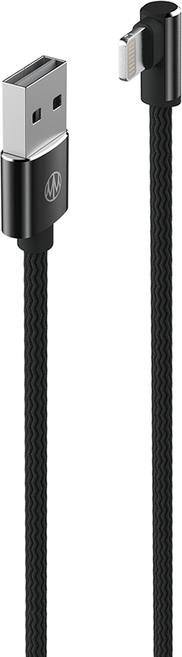 Meet Mind 二代L形雙面接頭編織充電傳輸線 Type-C Lightning, 1.2m, 黑色, 1條