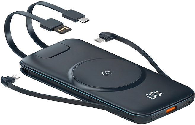 YOGEMDI 自帶線行動電源 20000mah 無線/Type-C/Micro USB, P3 Plus, 紫色