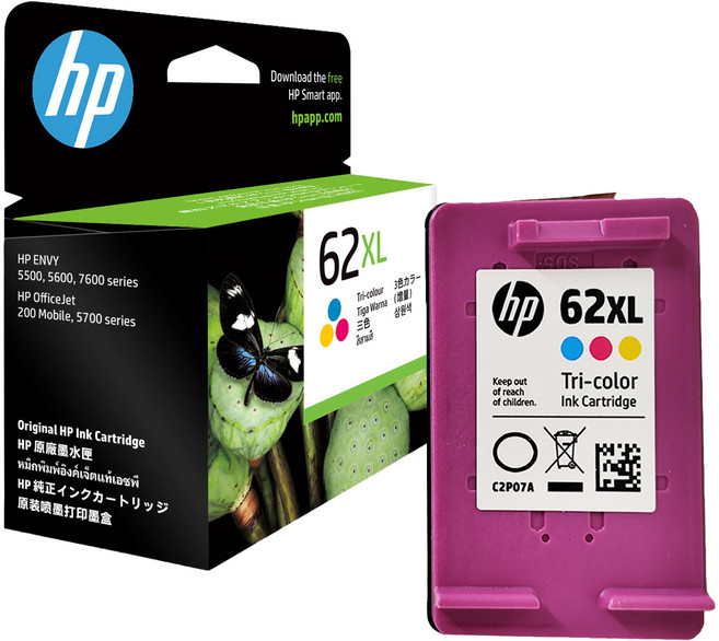 hp 惠普 62XL 彩色原廠墨水C2P07AA, 三色, 1入