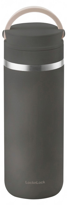LocknLock 樂扣樂扣 都會兩用提帶保溫瓶, 銀圈深灰, 1個, 475ml