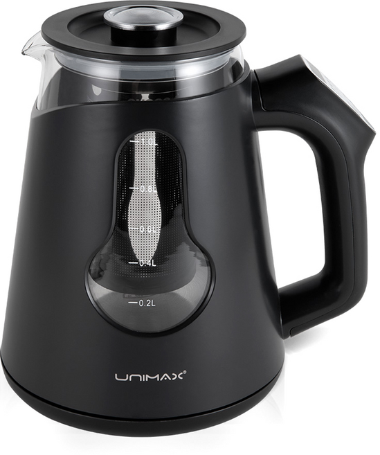 UNIMAX 雙玻璃無線電熱煮茶壺 黑色, UMP-1040B