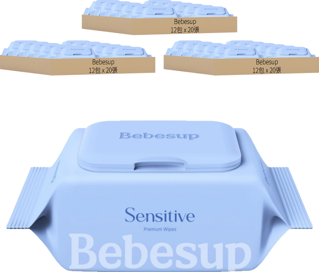 Bebesup 嬰兒用濕紙巾 敏感肌適用, 50gsm, 20張, 36包