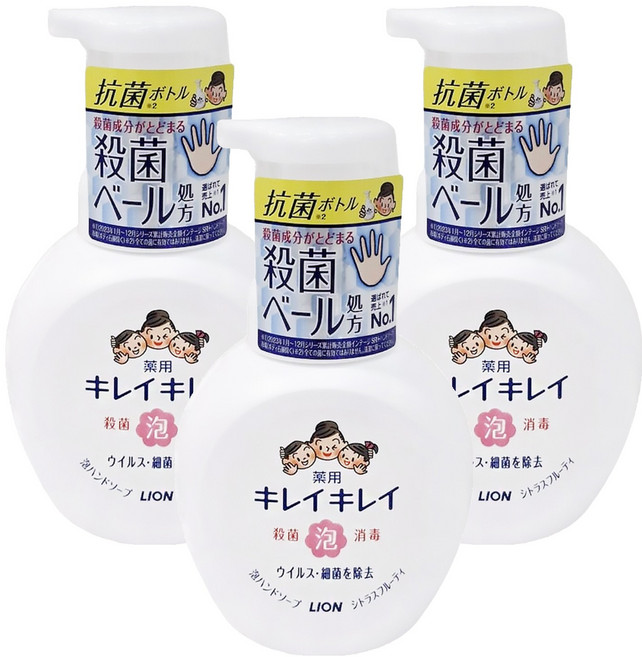 LION 獅王 趣淨 抗菌洗手慕斯 柑橘, 250ml, 3瓶