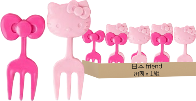 日本 friend 正版 三麗鷗 凱蒂貓 食物叉 水果叉 點心叉 8個 1組 4.3 x 1.8 x 0.6cm