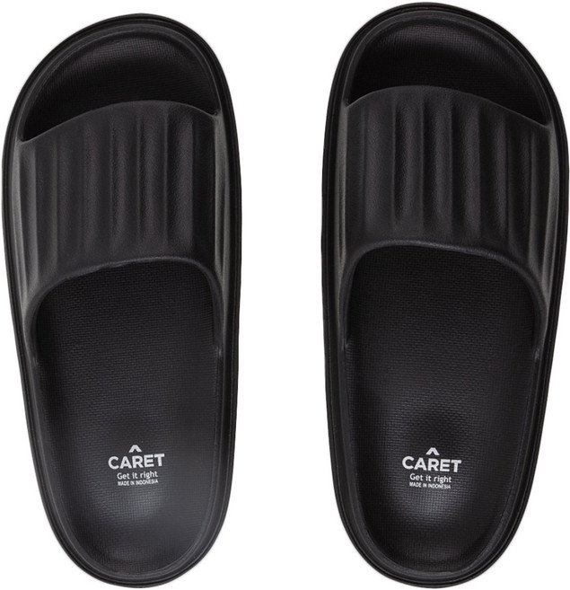 CARET 男女通用皺褶設計EVA緩震拖鞋, 黑色, 230