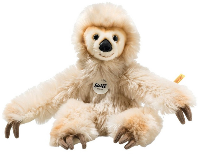 Steiff 德國金耳釦泰迪熊 Miguel baby dangling sloth 黃標玩偶, 33cm, 米色, 1個