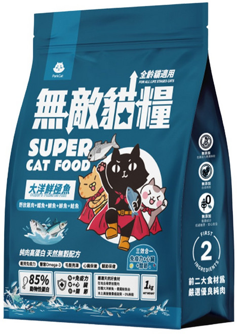 ParkCat 貓樂園 全齡貓 無穀天然高蛋白無敵貓糧, 1kg, 1袋, 大洋鮮極魚