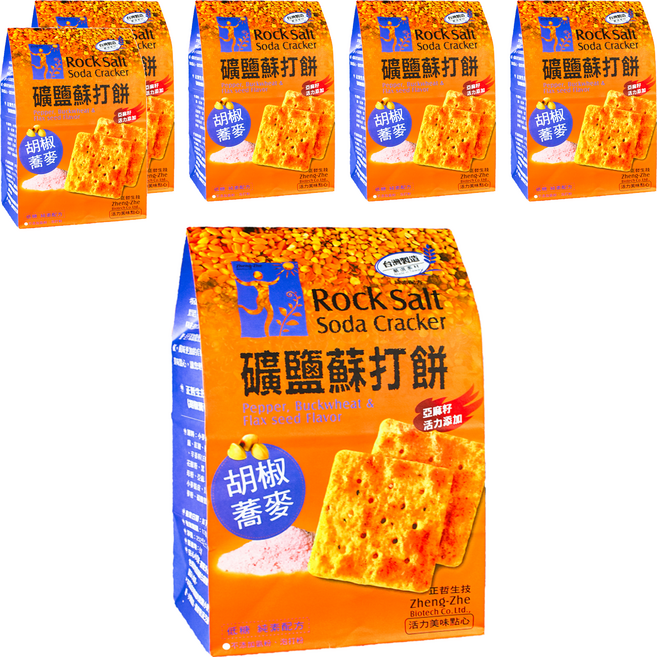 正哲生技 礦鹽蘇打餅 胡椒蕎麥 純素, 380g, 6袋