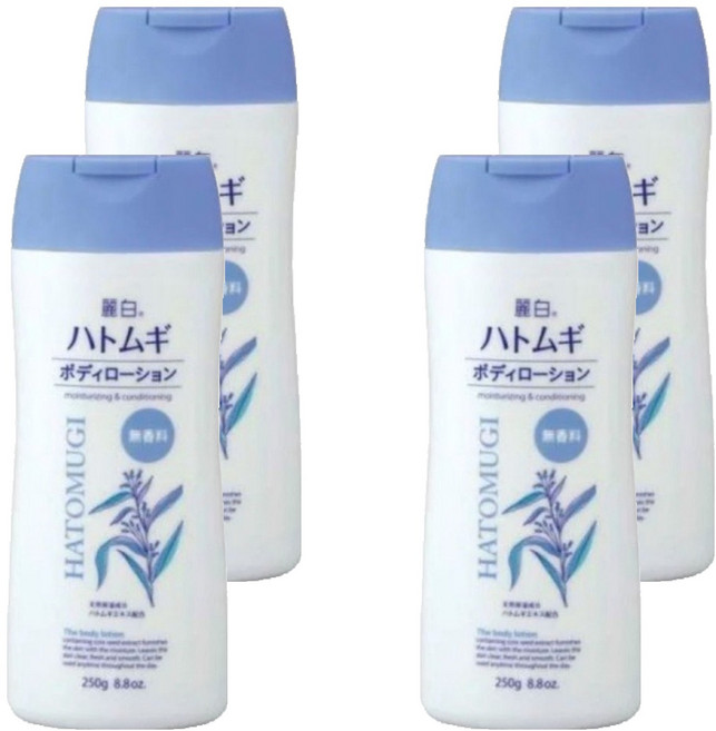 KUMANO 熊野油脂 麗白 薏仁 身體乳 無香型, 250g, 4瓶