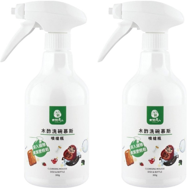 DAWOKO 木酢達人 木酢洗碗慕斯噴槍型, 450g, 2瓶