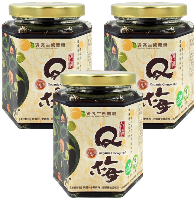 清亮 有機Q梅, 300g, 3罐
