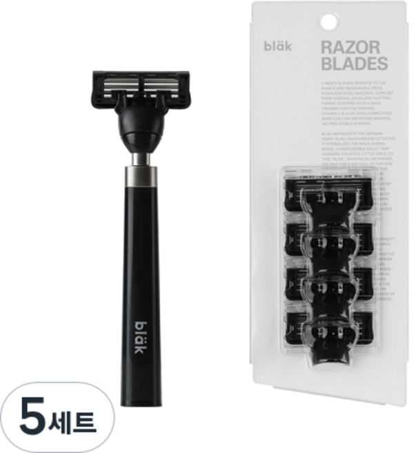 Block Razor Nero Black + 6 個剃須刀片 4 件套, 5組