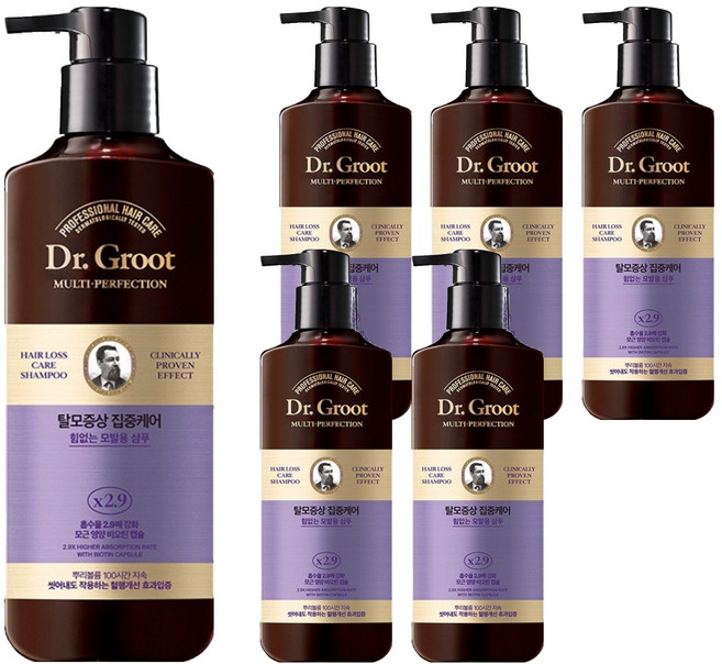 Dr.Groot 健髮專家 緩解掉髮症狀 集中修護 多效完美 無力細軟髮專用洗髮精, 330ml, 6個