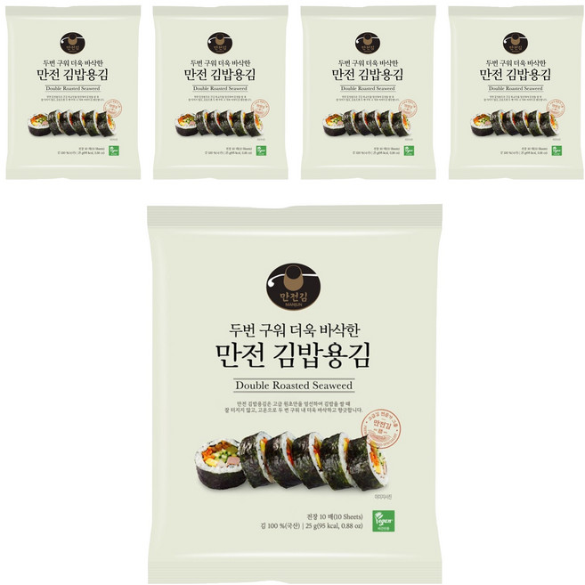 MANJUN 烘烤兩次更酥脆的萬全飯捲用海苔 10張, 25g, 5個