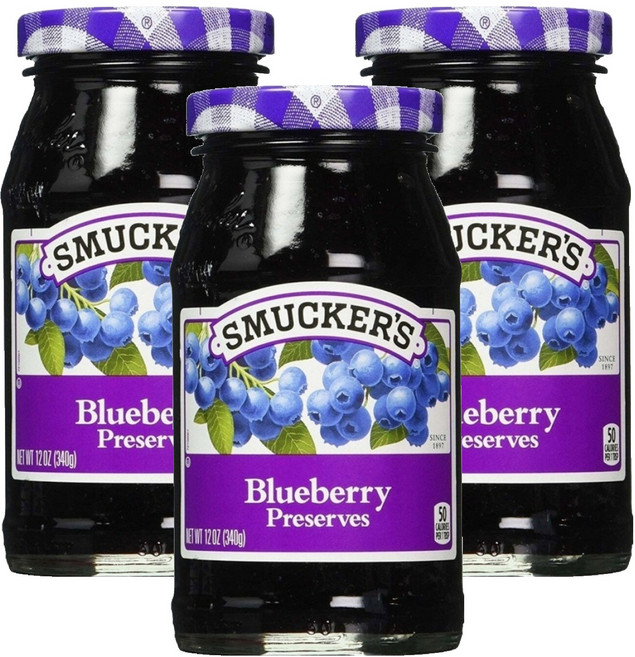 SMUCKER'S 盛美家 藍莓果醬 適合早餐或下午茶的抹醬 自然水果製成 無添加人工色素 果肉含量超過45%, 340g, 3罐