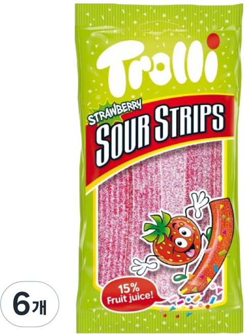 Trolli 酸味條狀軟糖 草莓, 85g, 6個