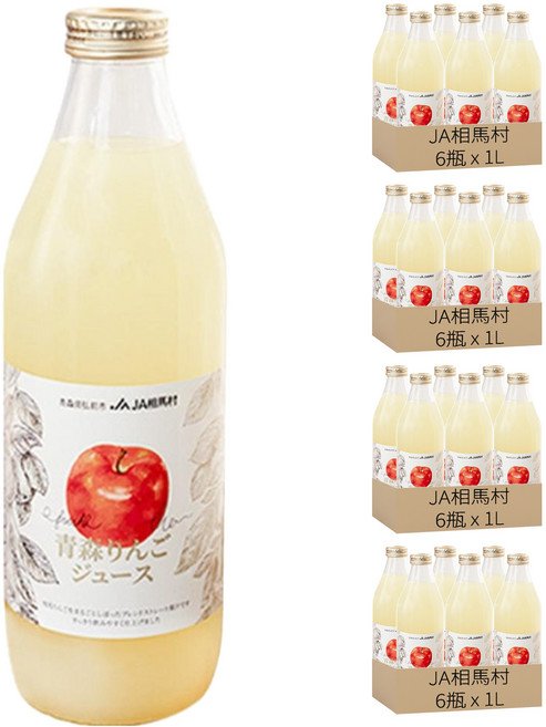 JA相馬村 青森蘋果汁, 1L, 24瓶