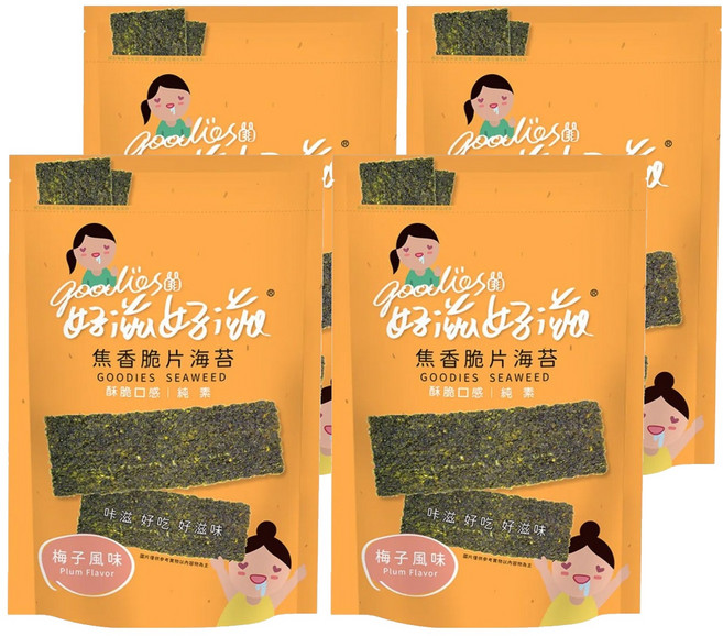 goodies 好滋好滋 焦香脆片海苔 梅子風味, 45g, 4包