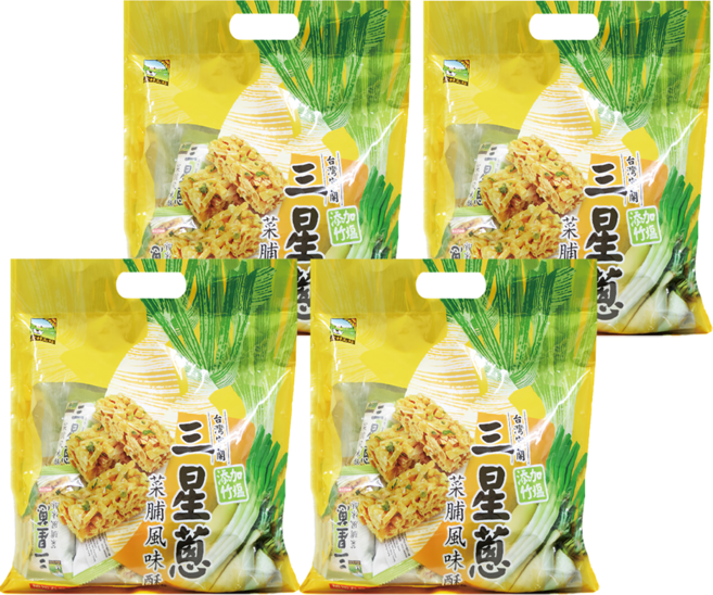 食材工坊 三星蔥菜脯風味酥, 340g, 4袋