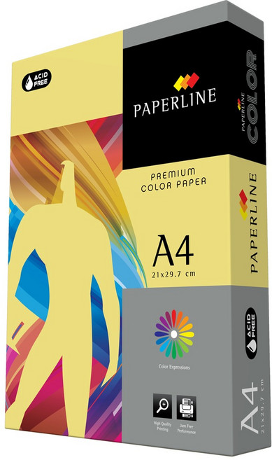 PAPERLINE 彩色影印紙 PL160 正黃色 80磅, A4, 500張