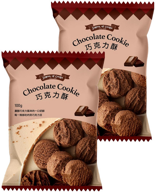 School of Cookie 台灣優格餅乾學院 巧克力酥, 2包, 100g