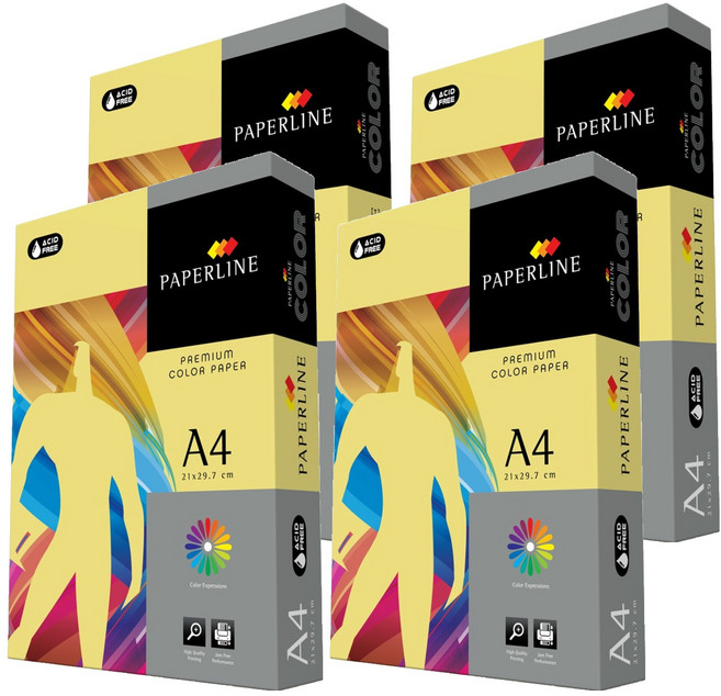 PAPERLINE 彩色影印紙 PL160 正黃色 80磅, A4, 2000張