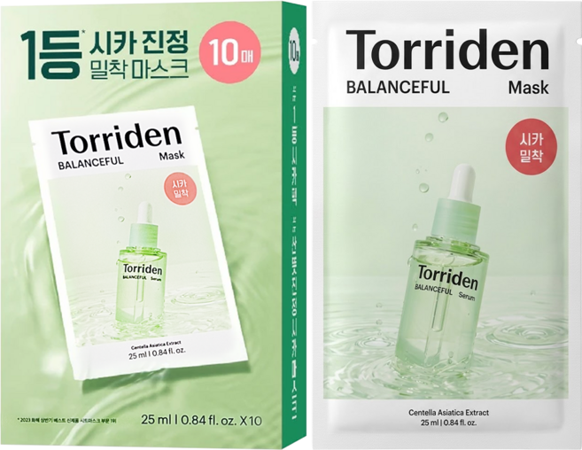 Torriden 官方直營 積雪草舒緩急救面膜, 10入, 1組