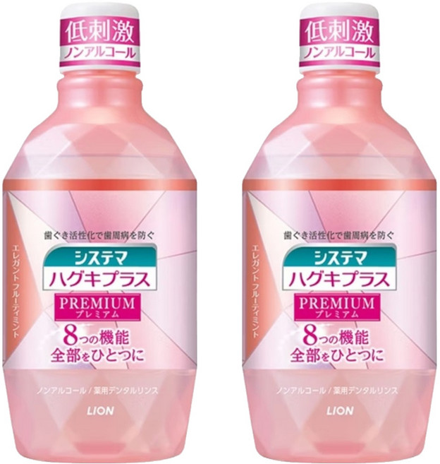 LION 獅王 Systema 細潔 適齦佳極緻8效漱口水 果香, 600ml, 2瓶