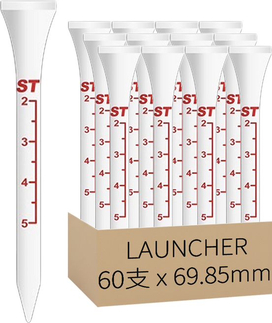 LAUNCHER 深度調節刻度高爾夫球梯, 60支, 白色 + 紅色
