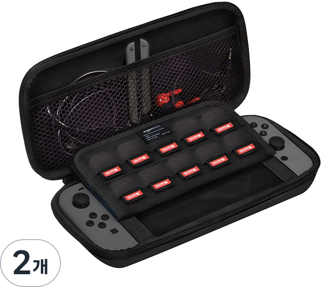 安妞市集 任天堂 Switch 便攜式硬殼收納包, 單品, 黑色, 2個