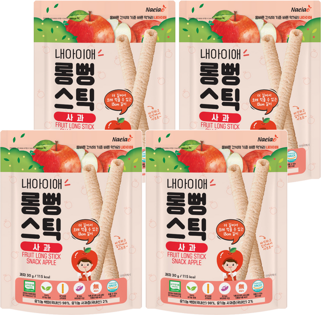 Naeiae 嬰幼兒米棒, 蘋果, 30g, 4包