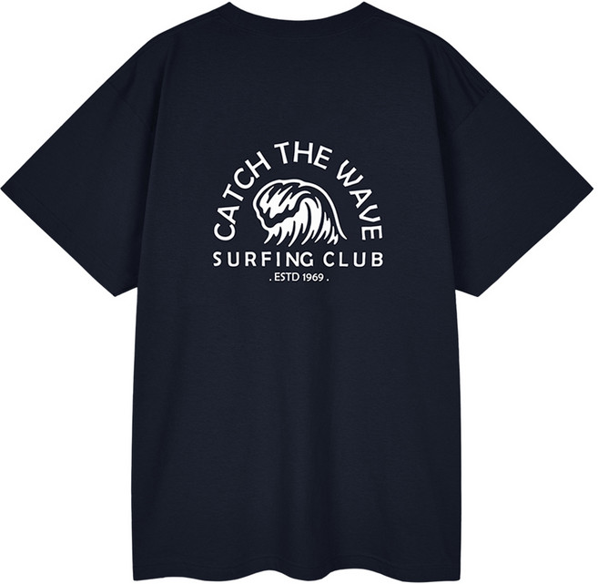 ALEX&ALVIN CATCH THE WAVE BIG LOGO 透氣短袖T恤 A201UTH706, 海軍藍