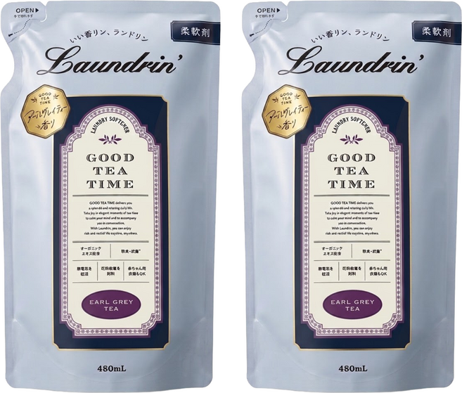 Laundrin' 朗德林 Good Tea Time柔軟精補充包 伯爵茶香, 2包, 480ml
