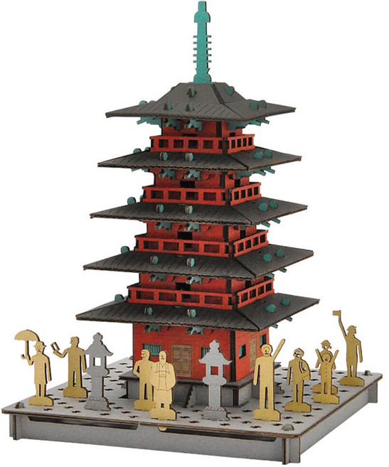 Hacomo PUSU 3D系列 療癒系紙模型 日本五重塔 4409, 1個