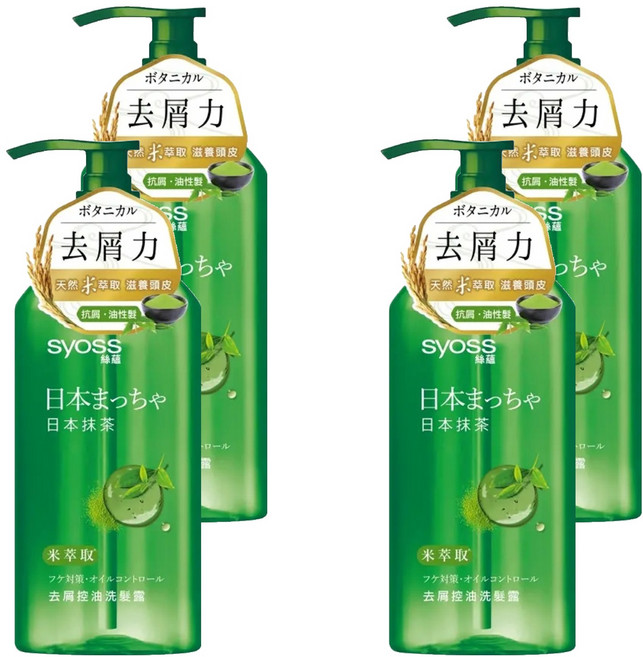 syoss 絲蘊 去屑控油洗髮露 抹茶, 4瓶, 420ml