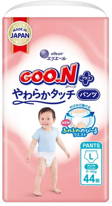 GOO.N 大王 日本境內版 SJ柔觸肌系列褲型尿布 9~14kg, L, 44片