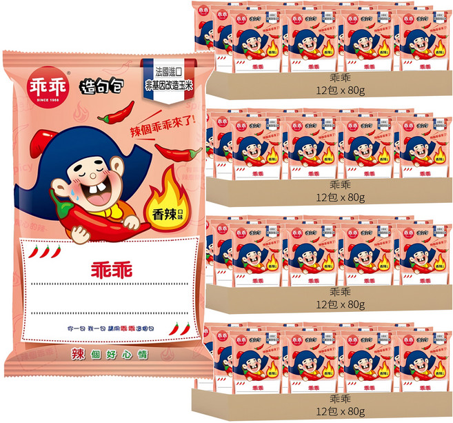 乖乖 玉米脆條 香辣口味, 80g, 48包