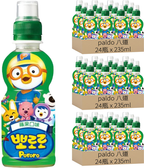 paldo 八道 啵樂樂乳酸飲 蘋果, 235ml, 72瓶